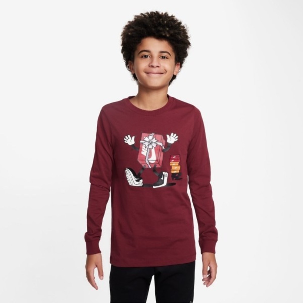 Boys' Nike Sportswear Boxy Long Sleeve T-Shirt -ā Red - Size S